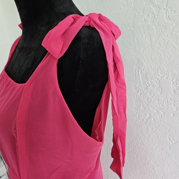 NWT Beyond Words Women's Pink Tie-Strap Tank Dress Size XL Chiffon Barbiecore - Picture 4 of 10